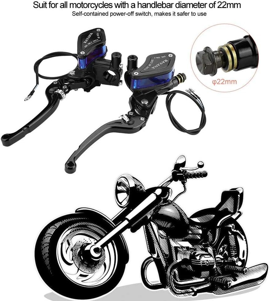 KIMISS Motorrad Bremskupplungspumpe, 22mm Universal Motorrad CNC Rollenverstellung Hydraulische Brem