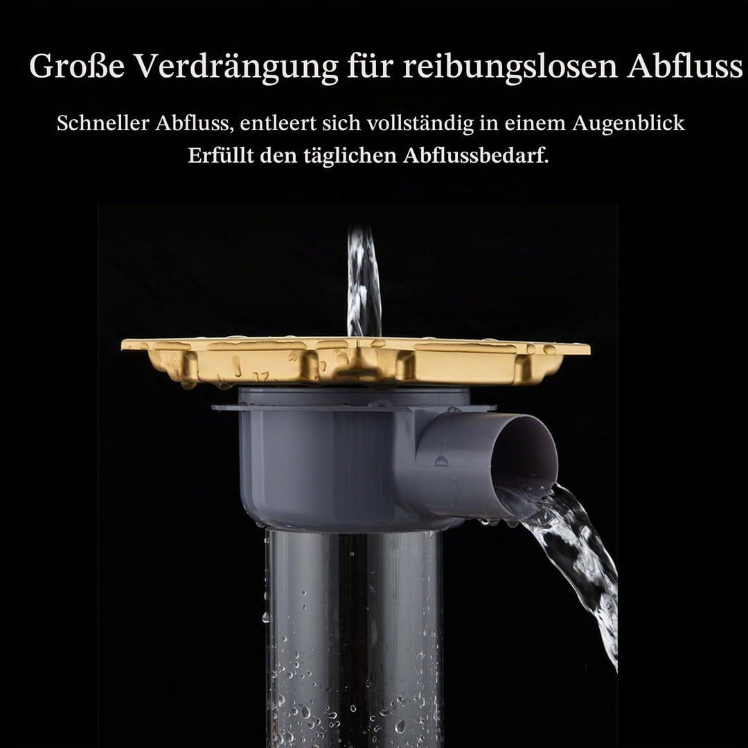Duschrinne Quadratisch Edelstahl Bodenablauf,15x15 cm Gold Bodenablauf Dusche,Haarfilter 2 in1 Befli