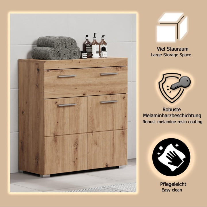 trendteam smart living - Kommode breit - Bad - Amanda - Aufbaumass (BxHxT) 73 x 79 x 31 cm - Farbe A