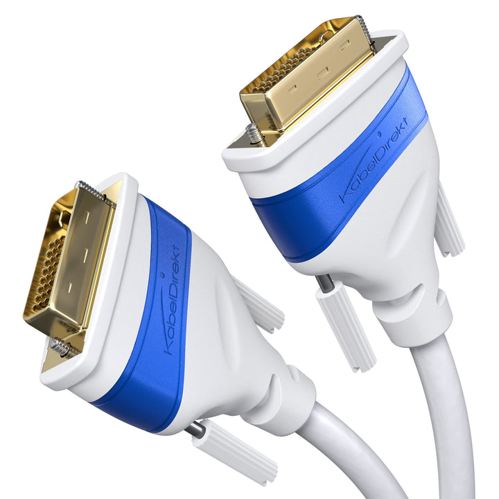 KabelDirekt – Dual Link DVI Kabel – mit Ferritkern für störungsfreie Signalübertragung – 7,5m (digit