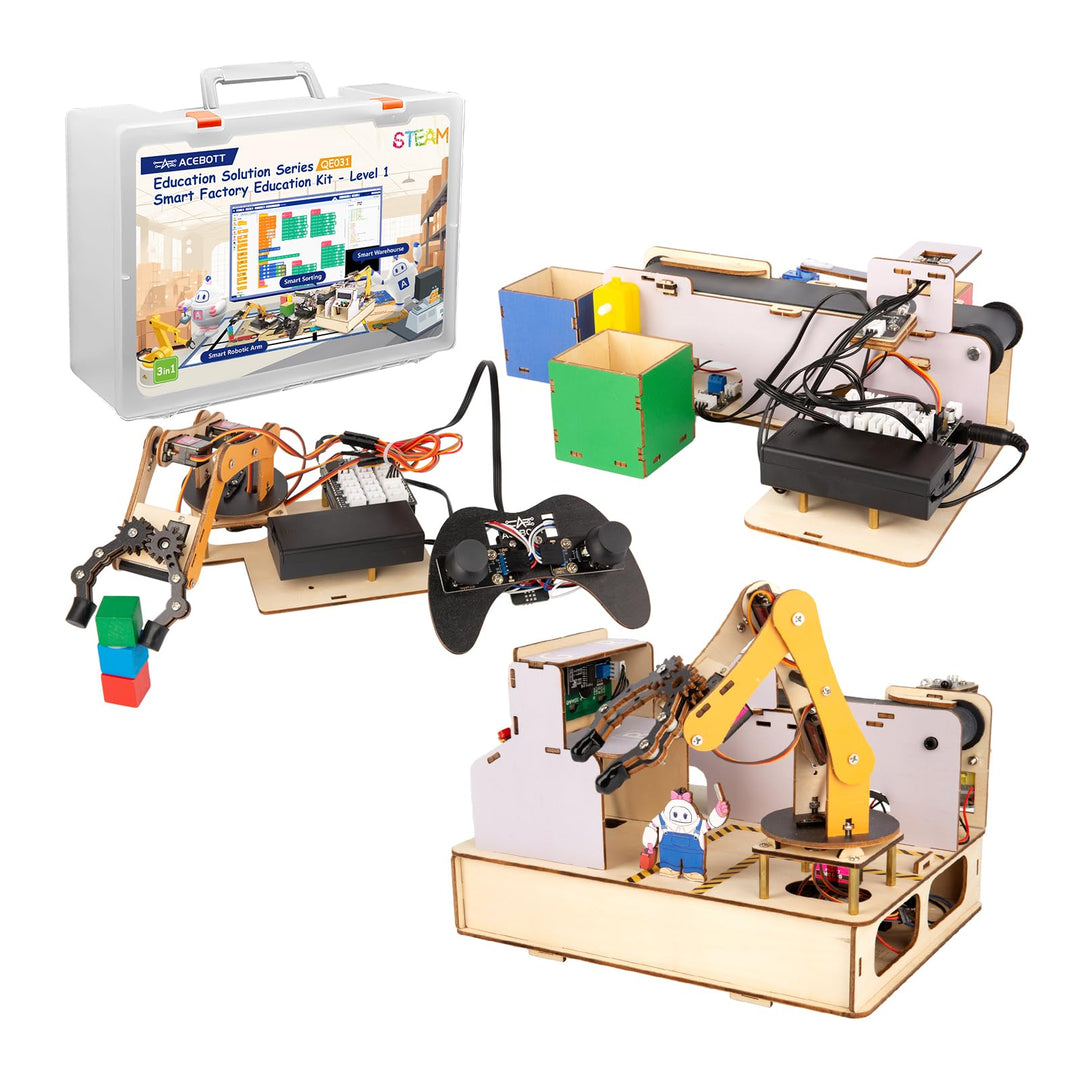 IoT STEM Kit for Kids，Smart Factory Starter Kit for Arduino ESP32，3D Wooden Puzzles DIY Model Scienc