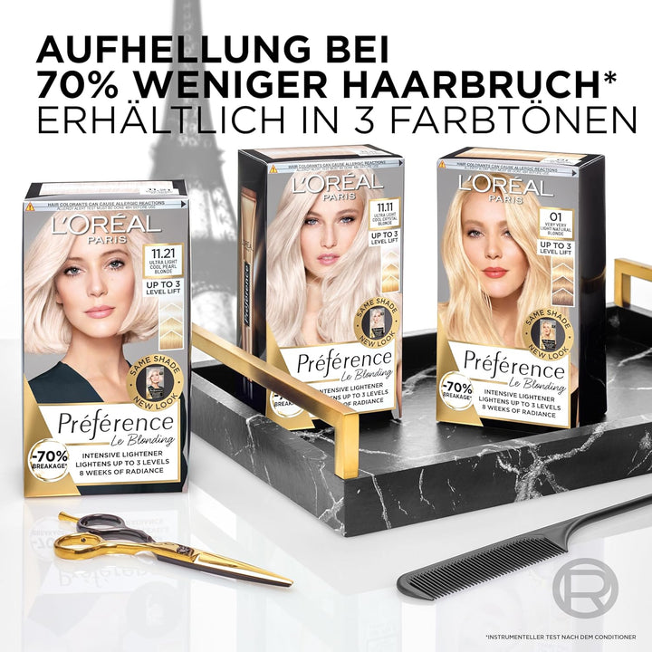 L'Oréal Paris Permanente Haarfarbe zum Blondieren der Haare, Haarfärbeset mit Coloration und Farbgla