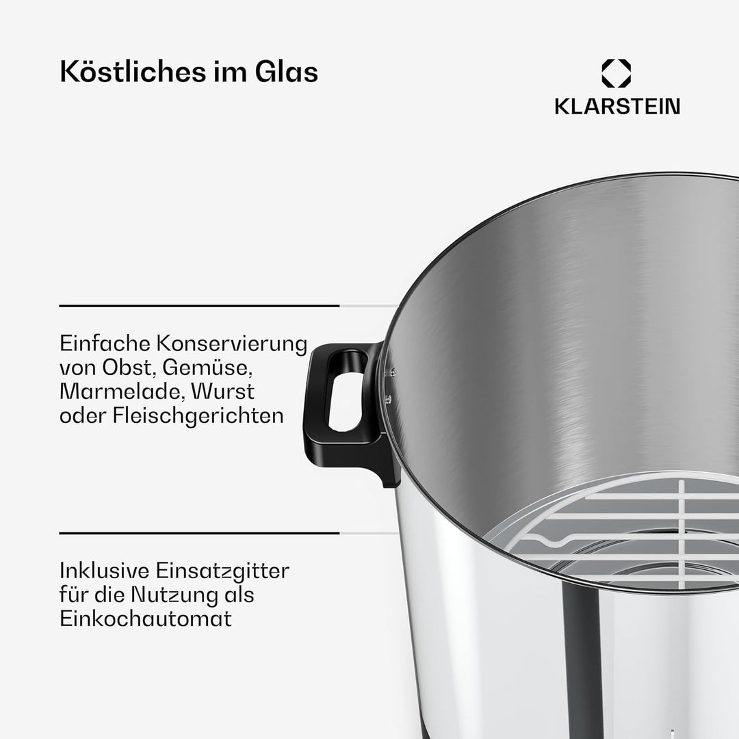 Klarstein Biggie Digitaler Einkochautomat, 25 L Edelstahl-Einkochtopf mit Edelstahlhahn & Timer, 200