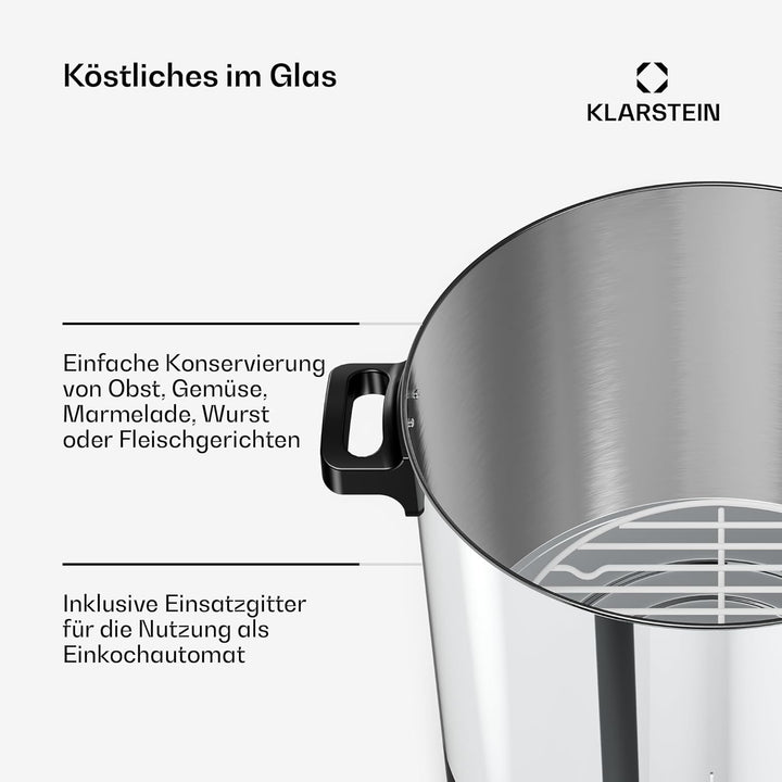 Klarstein Biggie Digitaler Einkochautomat, 25 L Edelstahl-Einkochtopf mit Edelstahlhahn & Timer, 200