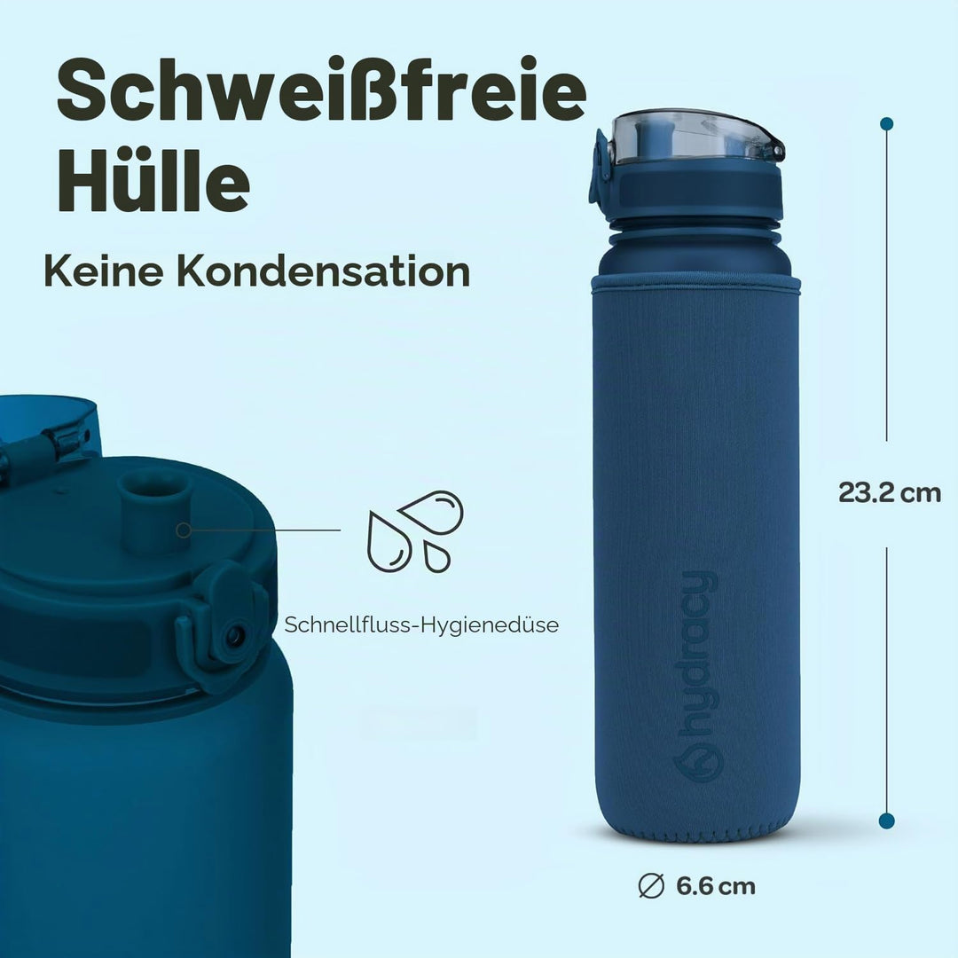 Hydracy Trinkflasche mit Fruchteinsatz - 500ml Wasserflasche - BPA-freie Trinkflasche mit Zeitmarkie