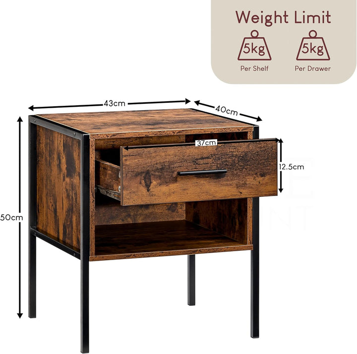 Vida Designs Brooklyn Nachttisch, Dunkles Holz, 1 Drawer Dunkles Holz 1 Drawer, Dunkles Holz 1 Drawe