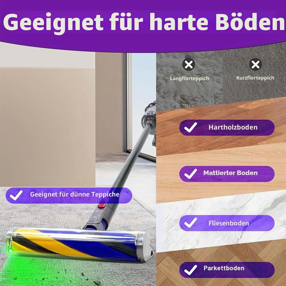 V12 Slim Softwalze Bürste für Dyson V12 Detect Slim/Digital Slim LED-Leuchten Ersatzteile, Elektrisc