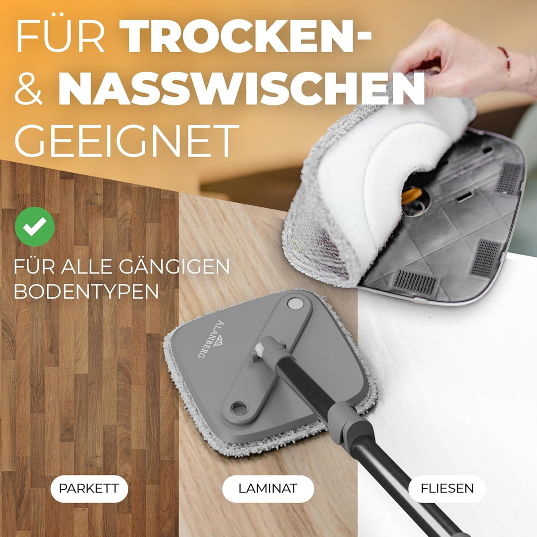 ALANBERG® Mikrofaser-Ersatzpads 2er-Pack – Nachfüllpads für Gen1 & Gen2 Mopp- und Eimersystem – Wasc