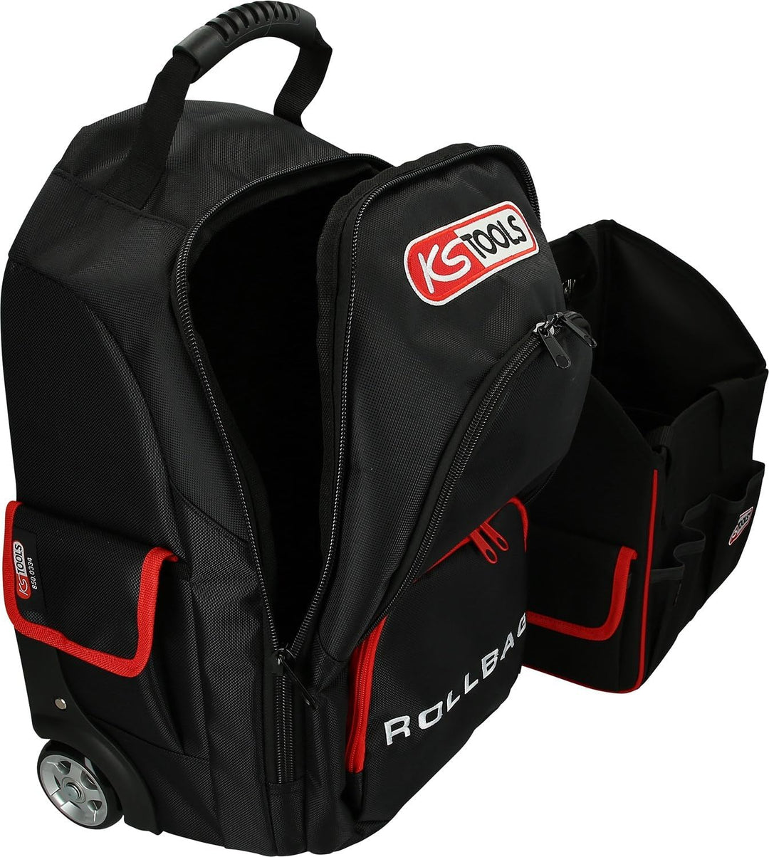 KS Tools SMARTBACKPACK 850.0334 Rucksack Teleskop-Trolley, Schwarz/Rot