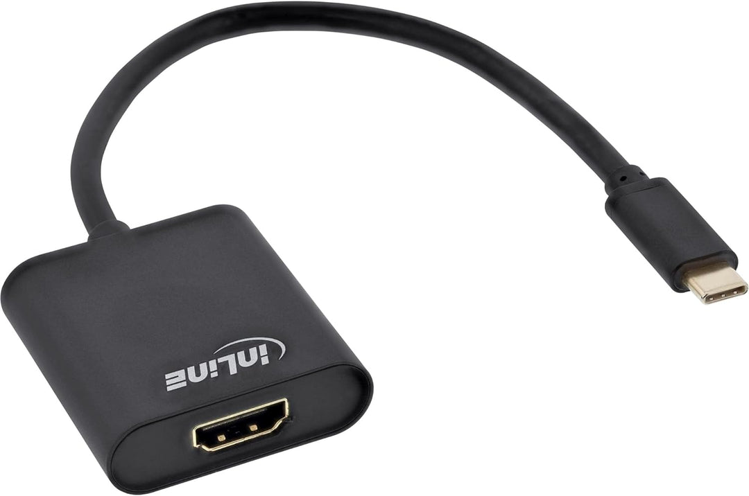 InLine 64101B USB Display Konverter, USB Typ-C Stecker zu HDMI Buchse (DP Alt Mode), 4K2K, schwarz,