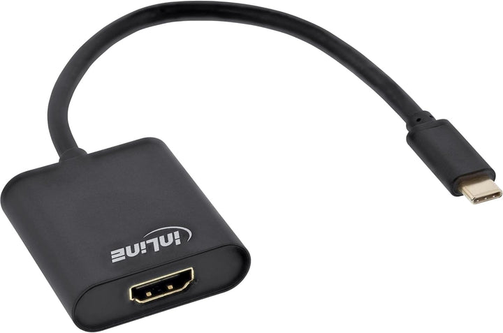 InLine 64101B USB Display Konverter, USB Typ-C Stecker zu HDMI Buchse (DP Alt Mode), 4K2K, schwarz,
