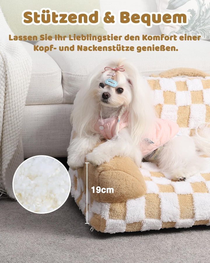 KSIIA Orthopädisches Katzenbett Flauschig 66x37cm, Abnehmbar Katzensofa Hundebett Waschbar, Hundesof