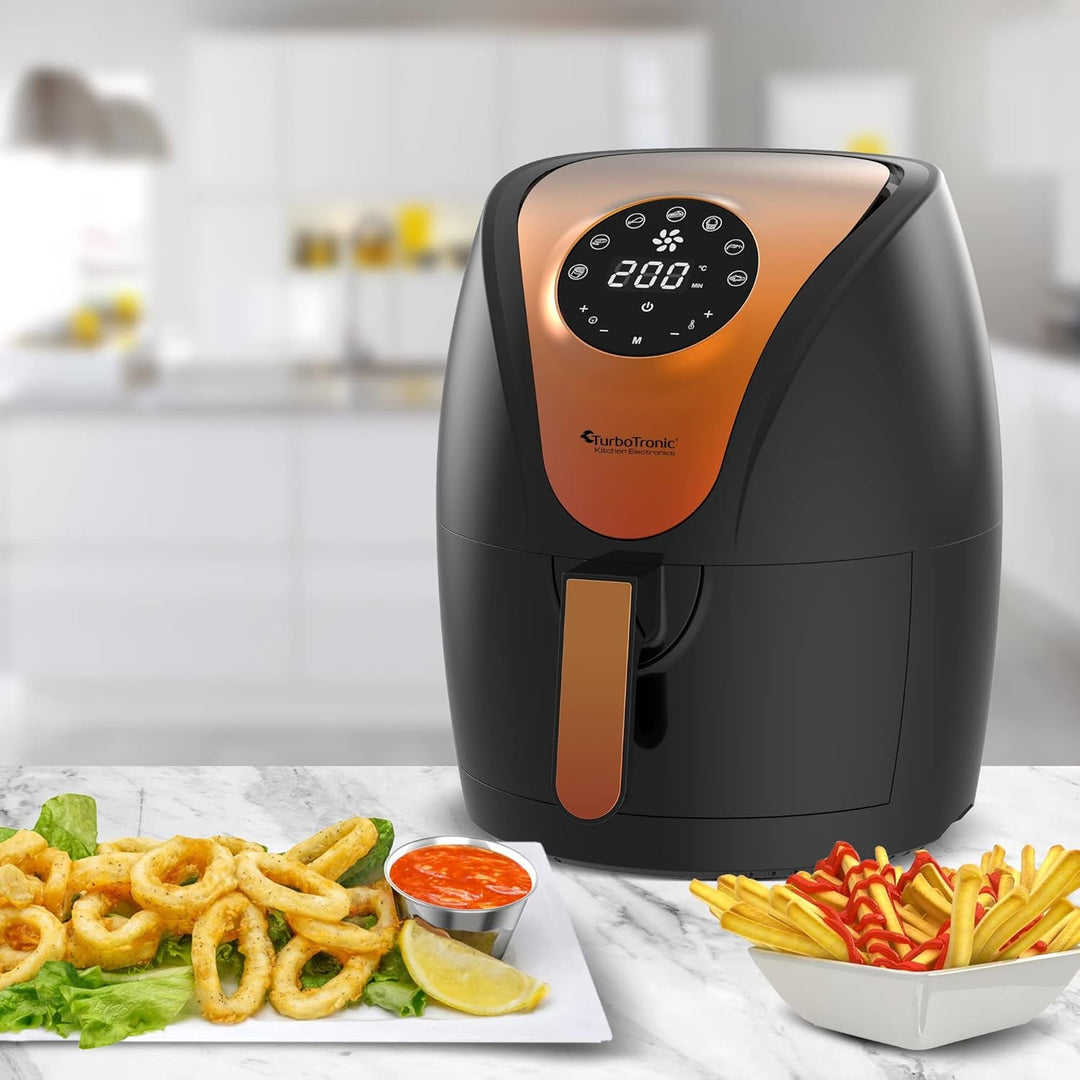 TurboTronic / Digitale Heissluftfritteuse / 3,5L / schwarz, grün. türkis / 1200W / Airfryer mit Time