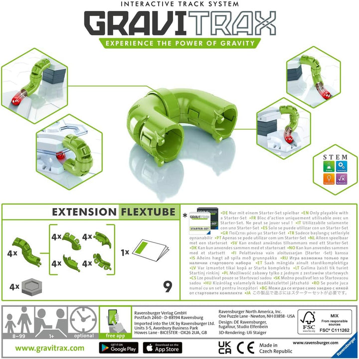 Ravensburger GraviTrax Erweiterung Flextube - Ideales Zubehör für spektakuläre Kugelbahnen, Konstruk