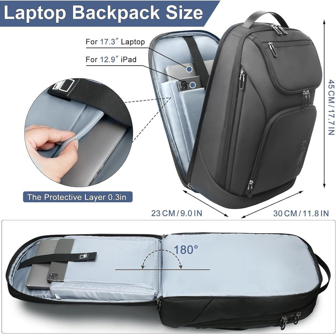 Rucksack Herren Gross 30L Laptop Rucksack 17,3 zoll Business Rucksack Wasserdicht Reiserucksack mit