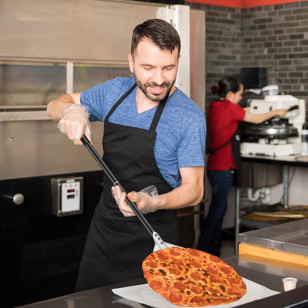 Perforierte Pizzaschaufel, 6 Zoll Pizzaschieber Pizzapaddel aus Aluminium mit Langem Abnehmbarem Gri