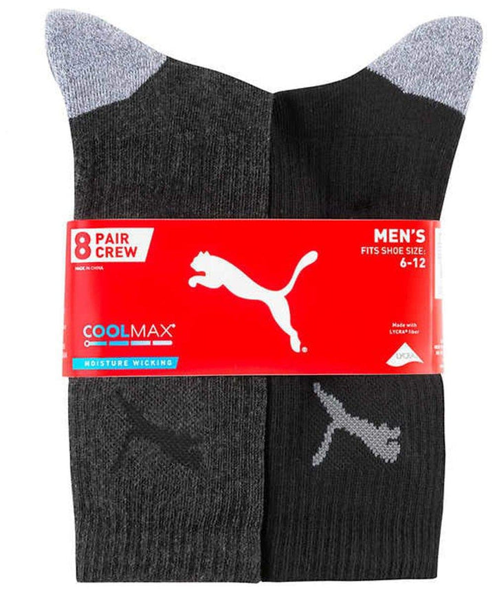 Puma Men's Crew Sock, 8 pair (Black) Fits Shoe Size (6-12), 6-12 Schwarz