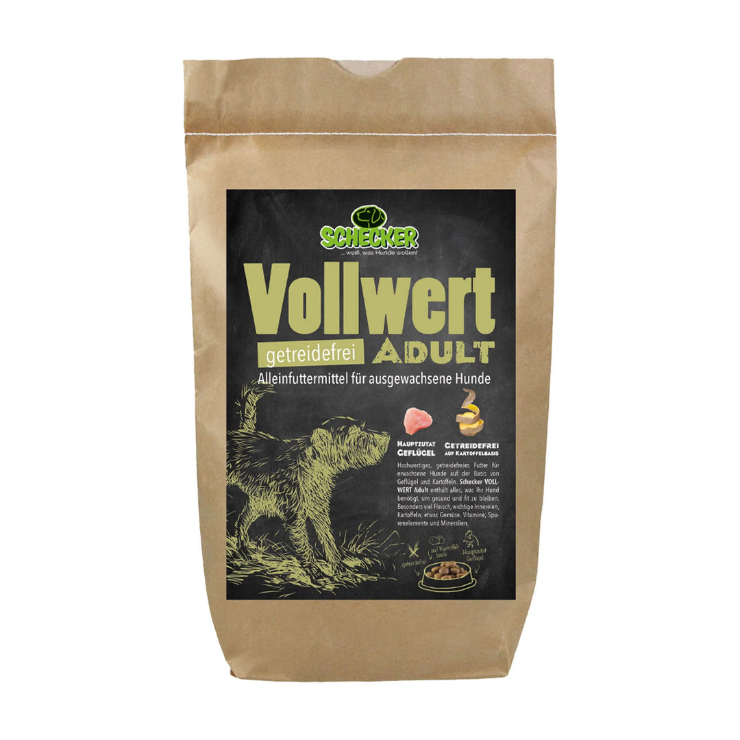 Schecker Trockenfutter - VOLLWERT Adult - 100% getreidefrei - für empfindliche Hunde - alleinige tie