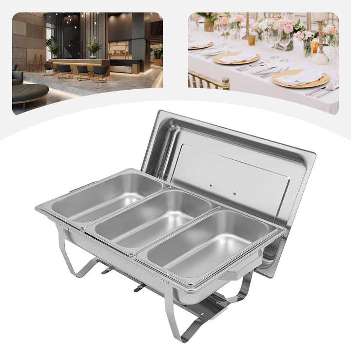 Chafing Dish Edelstahl 5 Liter Warmhaltebehälter Speisenwärmer mit Deckel Buffetwärmer Buffet Zubehö