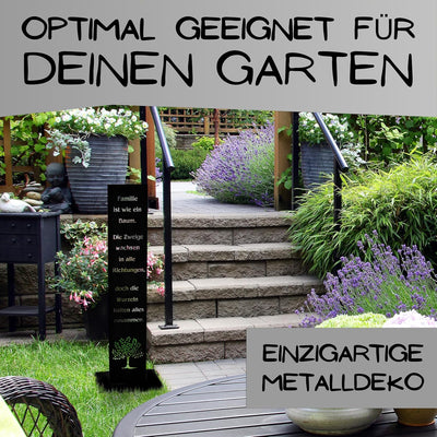 Rostikal Familie Spruchtafel 100 cm – Schwarzes Deko-Schild für Garten und Wohnzimmer aus Metall mit