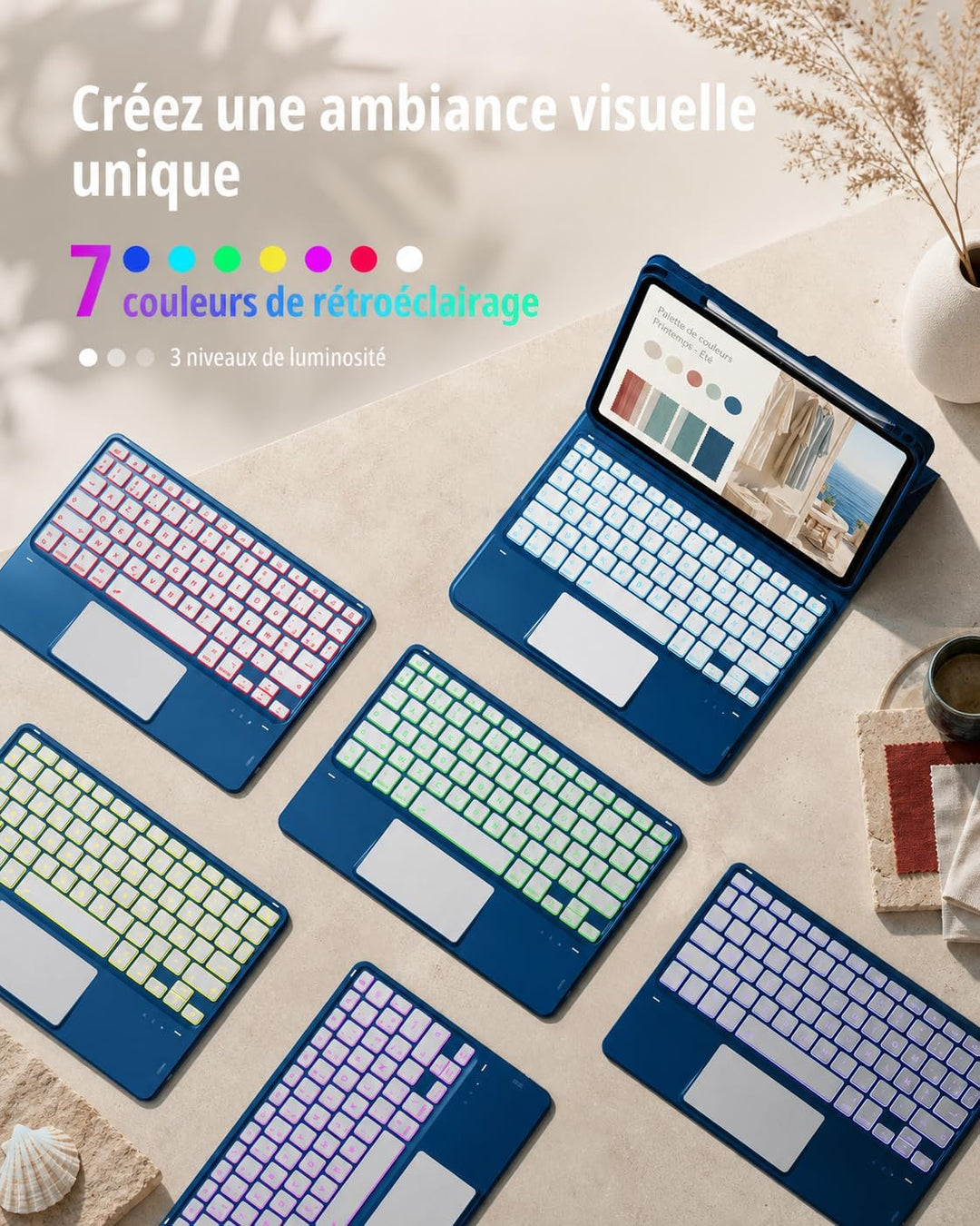 CACOE Hülle Tastatur Kompatibel mit iPad 10 Generation 10.9 Zoll 2022 A2757/A2777 mit Touchpad, 7-Fa