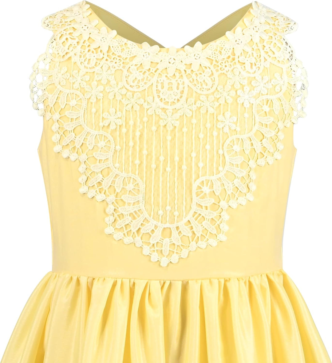 Sunny Fashion Mädchen Kleid Blume Schnüren Saum Hochzeit Erstkommunion Gr. 110-158 122 Gelb, 122 Gel