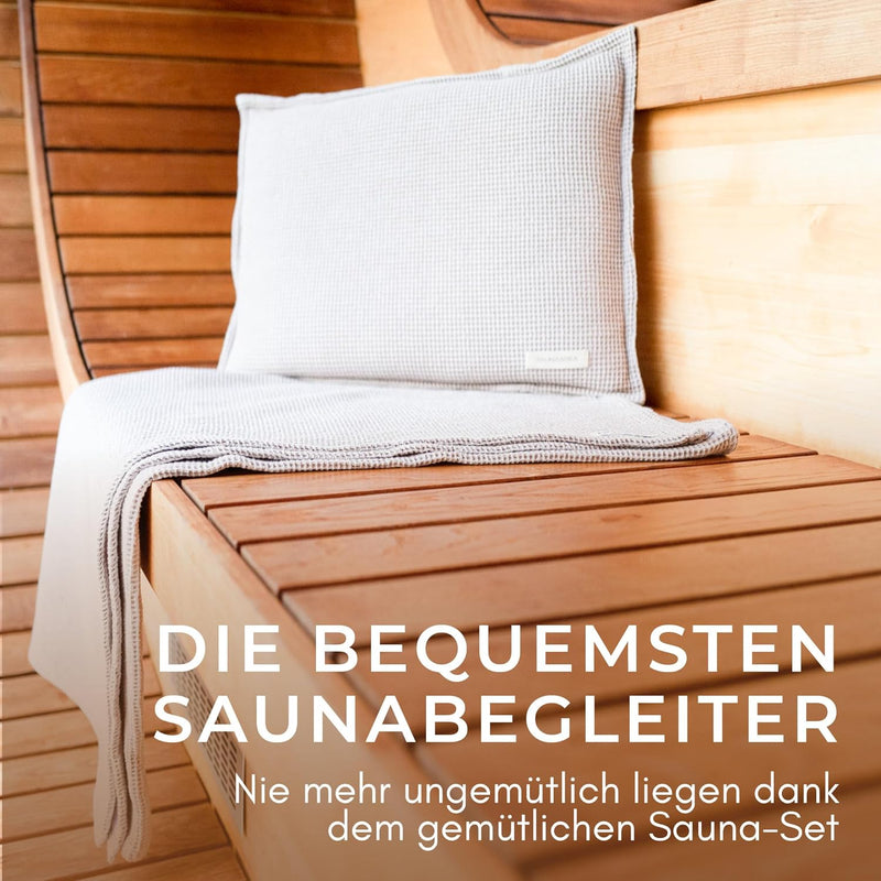 SAUNASOFA® Sauna-Set aus Bio-Baumwolle | Hitzebeständig & waschbar | Made in EU | 1 Sauna-Kissen 40x