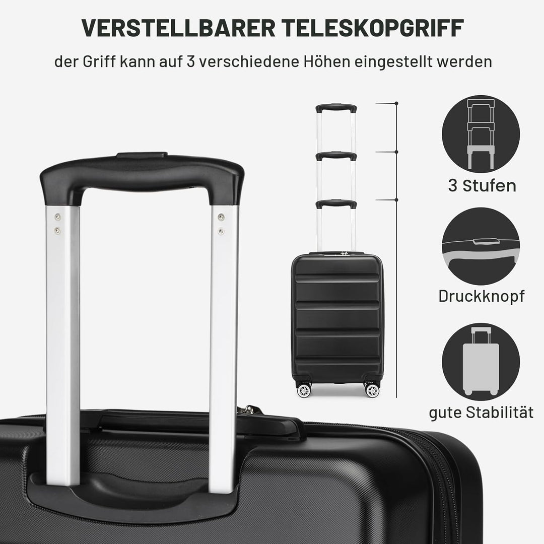 KONO Koffer Trolley Kofferset 3 Teilig Erweiterbarer Leichte Hartschalenkoffer aus ABS+PC Reisekoffe