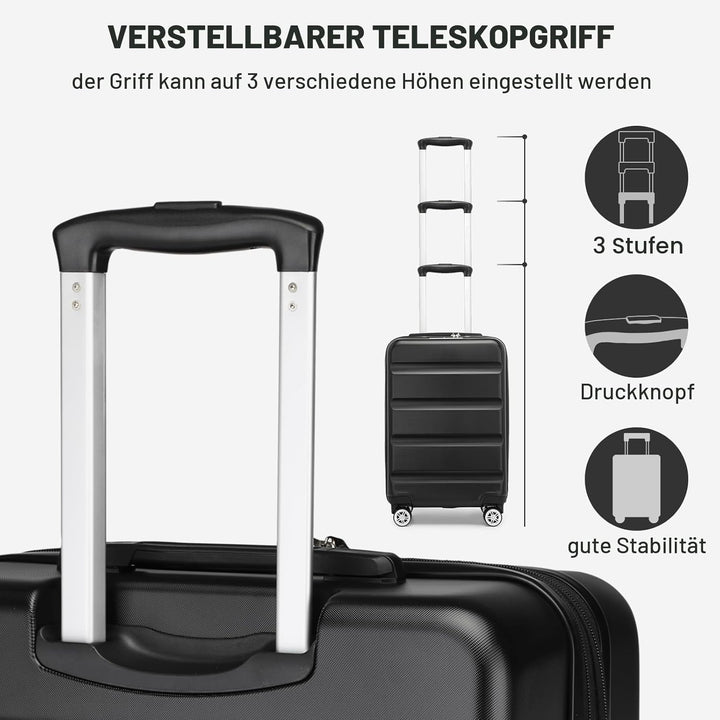 KONO Koffer Trolley Kofferset 3 Teilig Erweiterbarer Leichte Hartschalenkoffer aus ABS+PC Reisekoffe