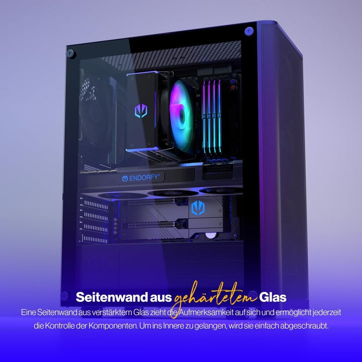 ENDORFY Ventum 200 Air, ATX Gehäuse, 4x 120mm Lüfter enthalten, Seite aus gehärtetem Glas, Frontblen