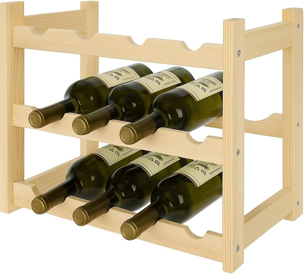 Weinregal Holz 12 Flaschen Natur 44x38x25 cm Wine Rack Regal Flaschenregal Weinflaschenregal Getränk