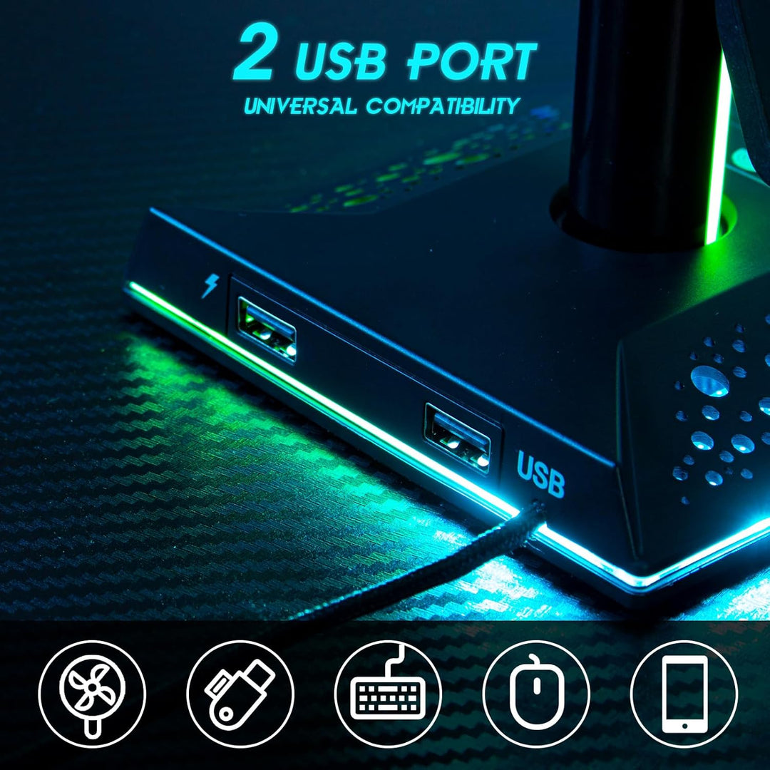 Todeco RGB Kopfhörer Ständer, Universaler Game Controller Ständer, Kopfhörer Halter mit 10 Lichtmodi