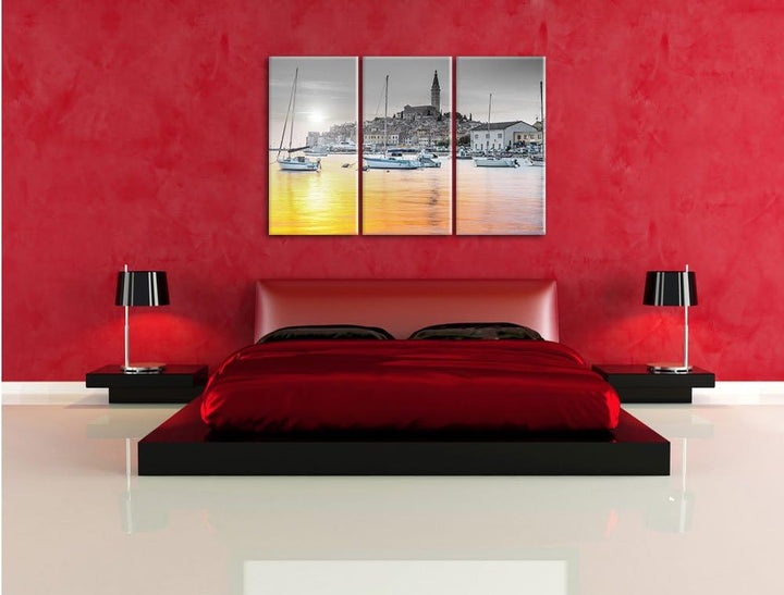 Pixxprint Kroatische Hafenstadt als Leinwandbild/Grösse: 3 Teilig (120x80) cm/Wandbild/Kunstdruck/fe