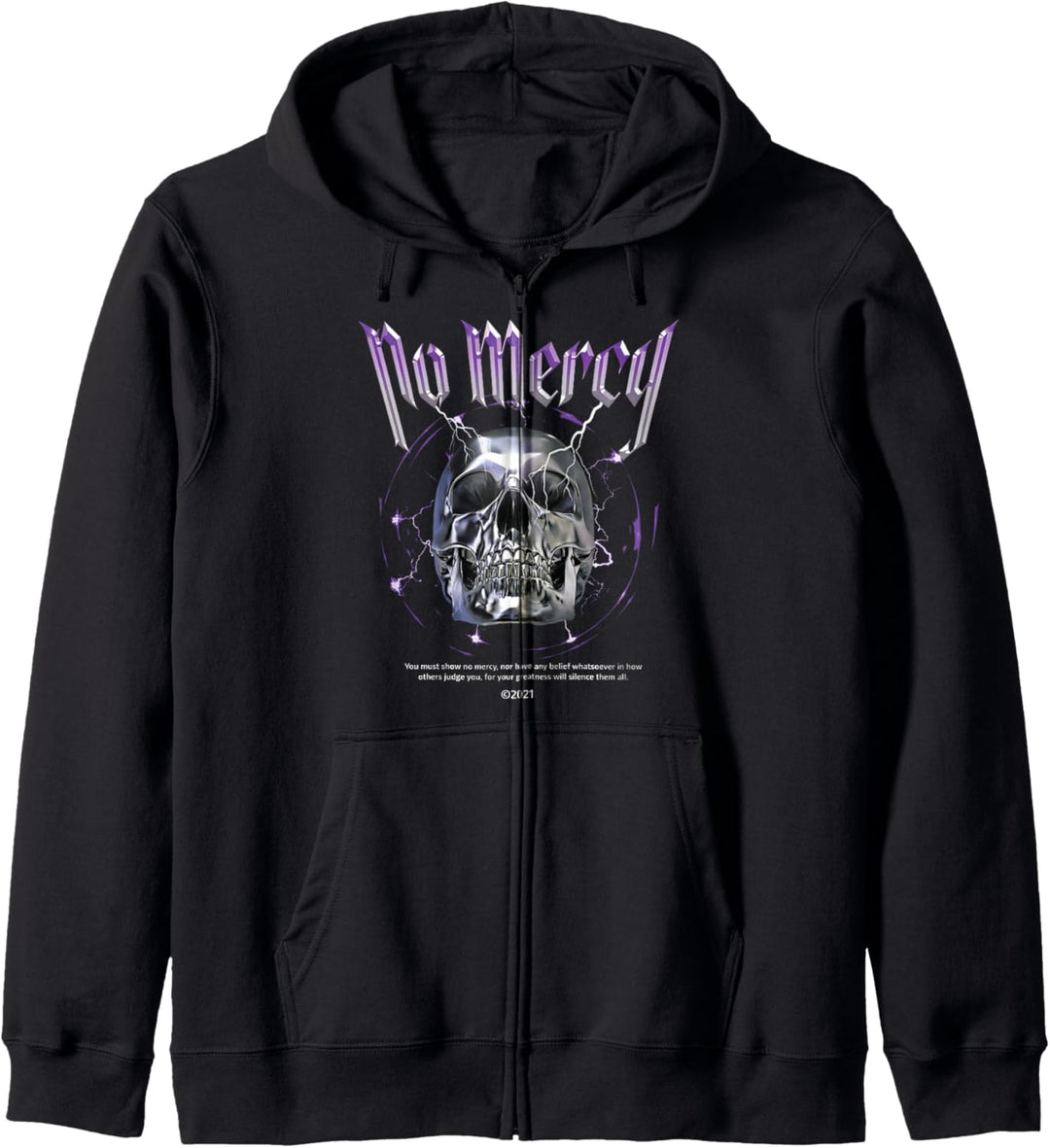 No Mercy Heavy Metal Skull - Sad Aesthetic Edgy Streetwear Kapuzenjacke