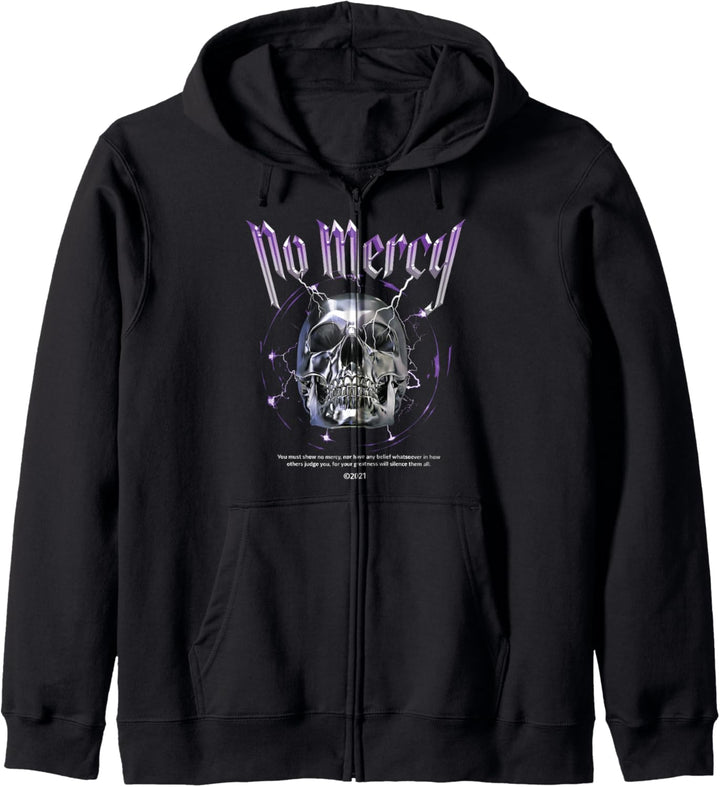 No Mercy Heavy Metal Skull - Sad Aesthetic Edgy Streetwear Kapuzenjacke