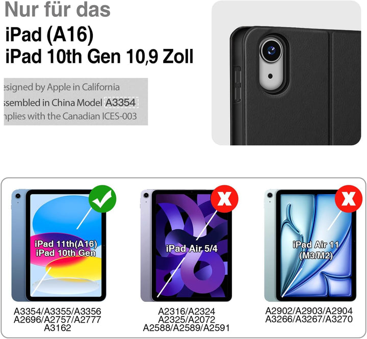 Antbox Hülle für iPad 10 Generation 2022 10,9 Zoll mit stifthalter Apple Pencil Halter Auto Schlaf/W