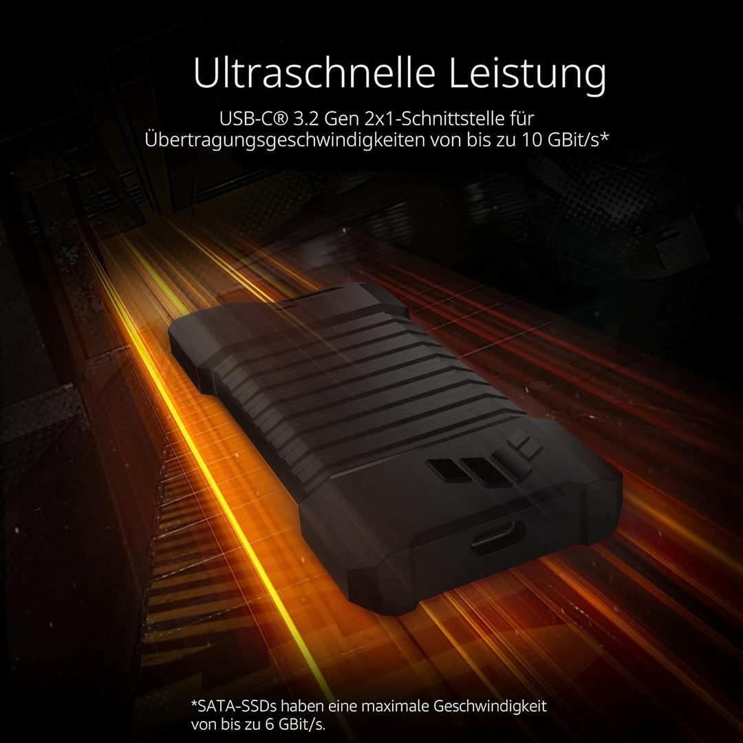 ASUS TUF Gaming A1 (ESD-T1A) SSD Gehäuse (USB-C 3.2 Gen 2x1, duale M.2 NVMe PCIe- und SATA-Schnittst