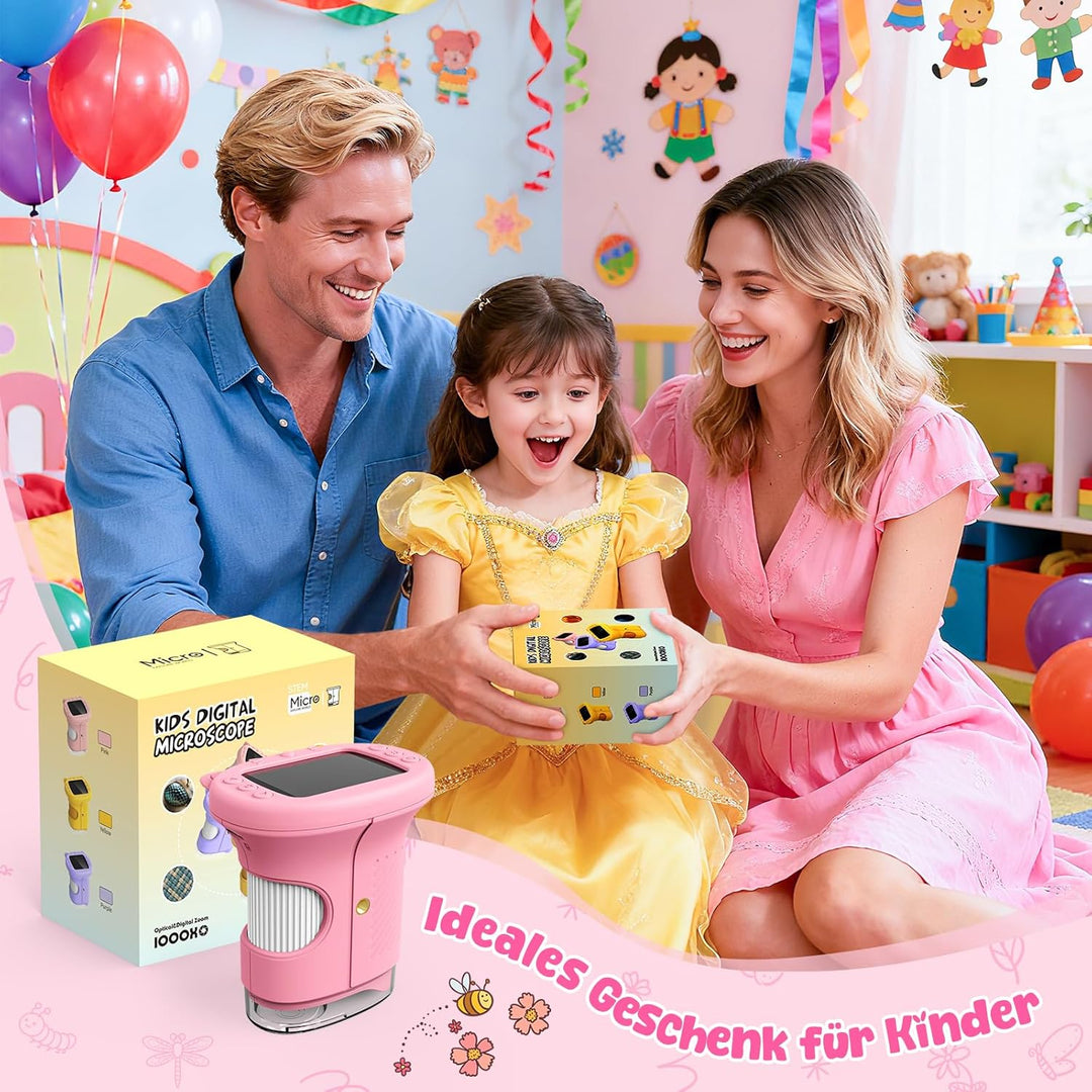 Mikroskop für Kinder, 1000X&2.4" HD Bildschirm Kinder Mikroskop Spielzeug ab 3 4 5 6 7 8 Jahren Kind