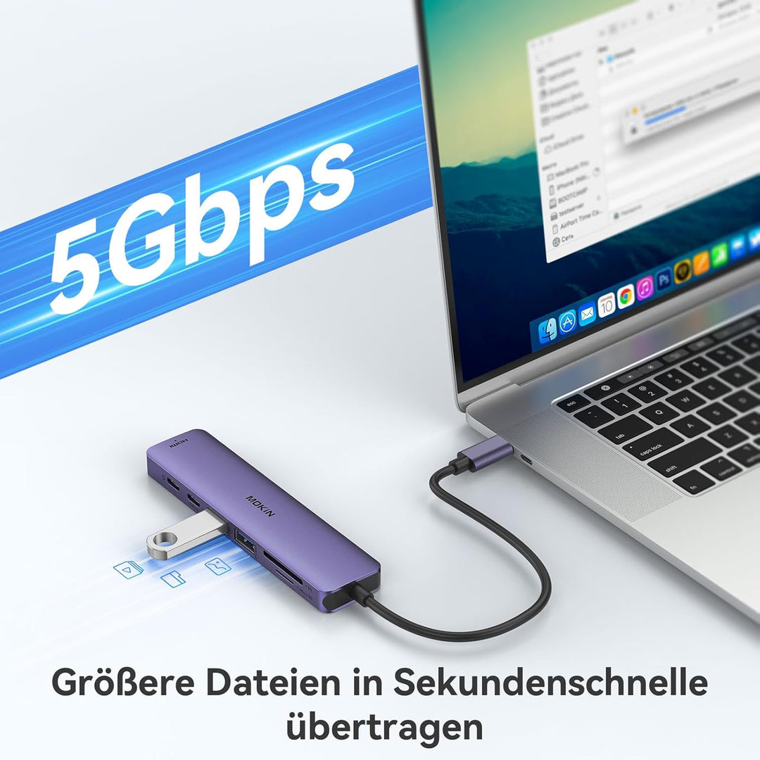MOKiN USB C Hub, Multiport Adapter für MacBook Pro/Air, 7 in 1 MacBook Adapter USB C to HDMI Hub, 2