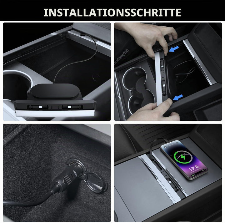 USB Hub für Tesla Model Y Juniper 2025-2026 und Model 3 Highland 2024-2025, 135W Zwei Ausziehbare Ty