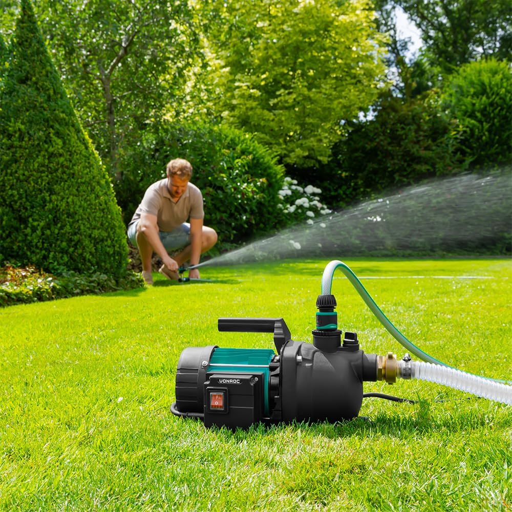 VONROC Gartenpumpe/Wasserpumpe - 800W - 3300l/h - Zur Bewässerung des Gartens/Rasens Exkl. Druckscha
