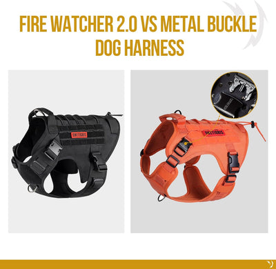 OneTigris Hundegeschirr, FIRE Watcher 2.0 Taktisches Geschirr 2 Metallschnallen MOLLE Sicherheitsges