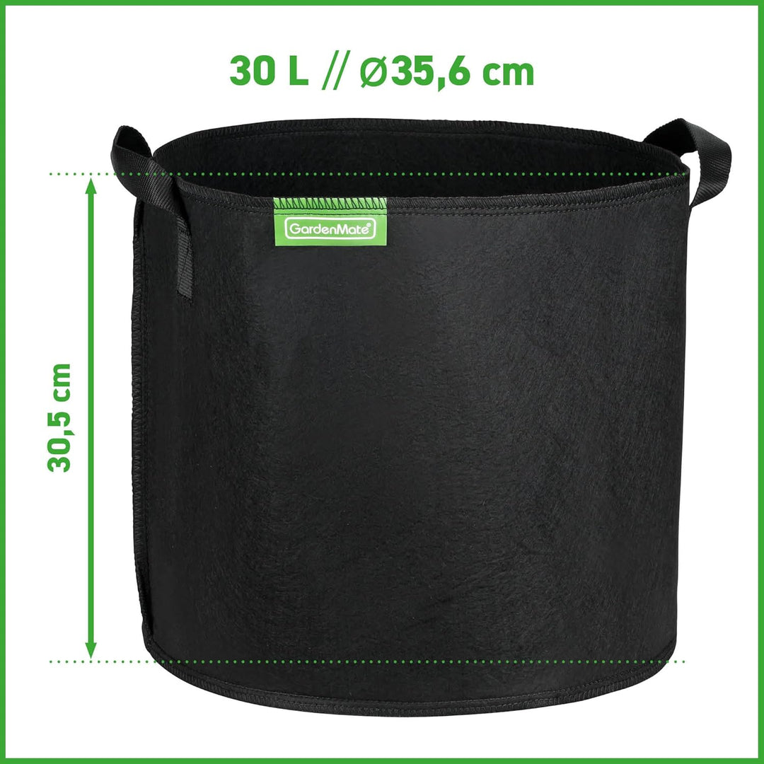 GardenMate 5X 30L Pflanzsack aus Vliesstoff Ø35.6cm Höhe 30.5cm - Blackline 5x 30 Liter (D35.6xH30.5
