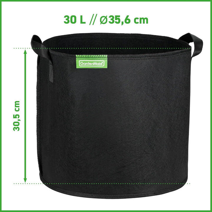 GardenMate 5X 30L Pflanzsack aus Vliesstoff Ø35.6cm Höhe 30.5cm - Blackline 5x 30 Liter (D35.6xH30.5