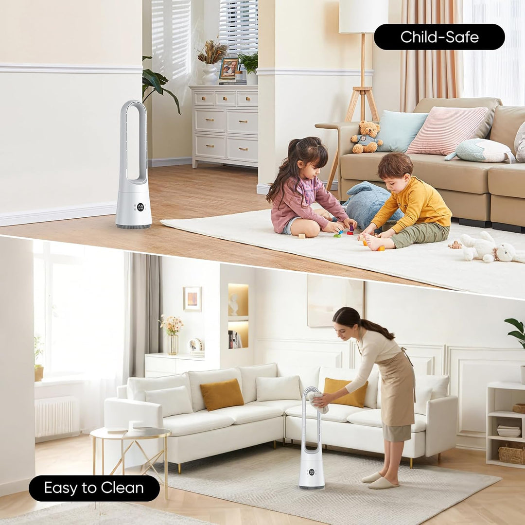 Leiser Turmventilator, Lüfter ohne Rotorblätter – 8 Stufen + Boost-Modus, 90° Oszillation, 5 m Fernb
