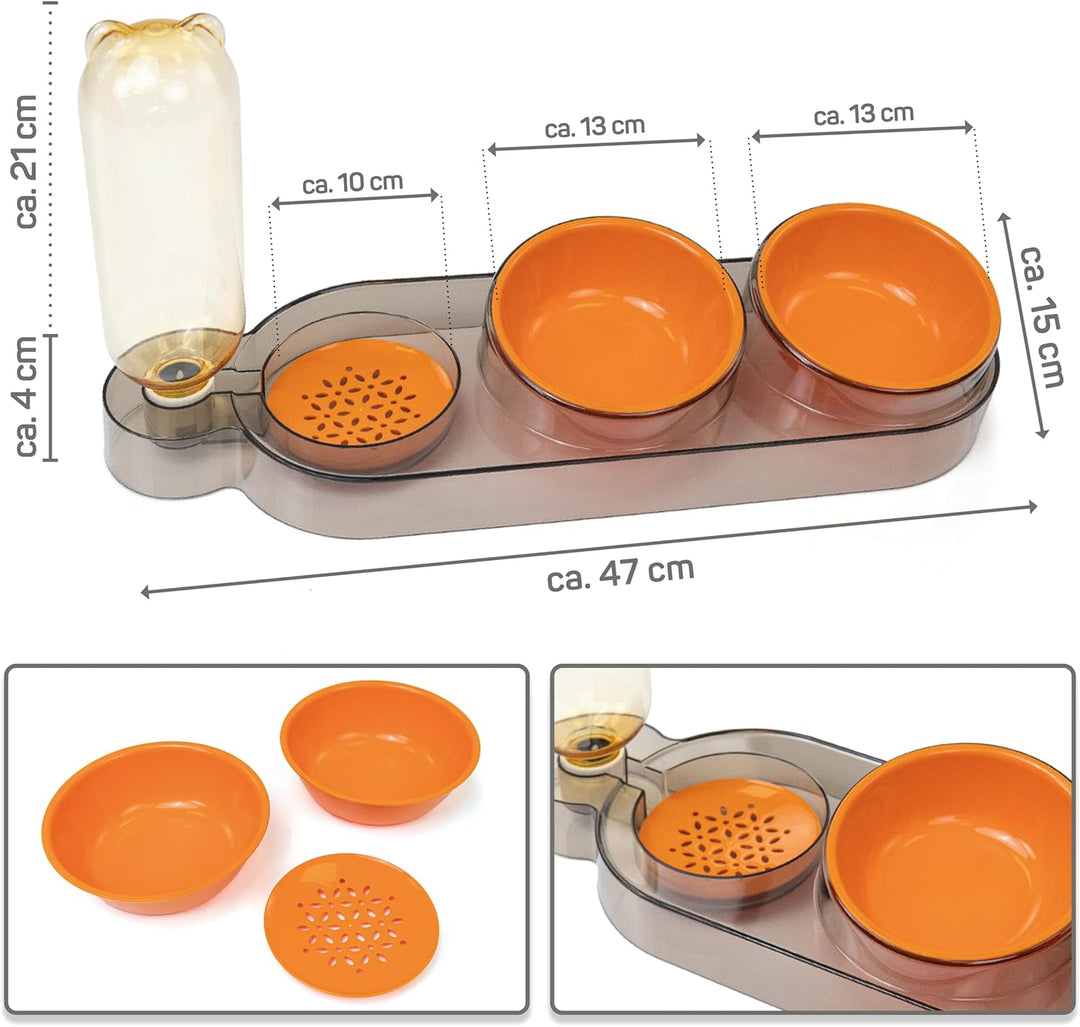 Katzen Futternapf Dinner Station, Futterbar mit 2 Näpfen und Wasserspender für Katzen und kleine Hun