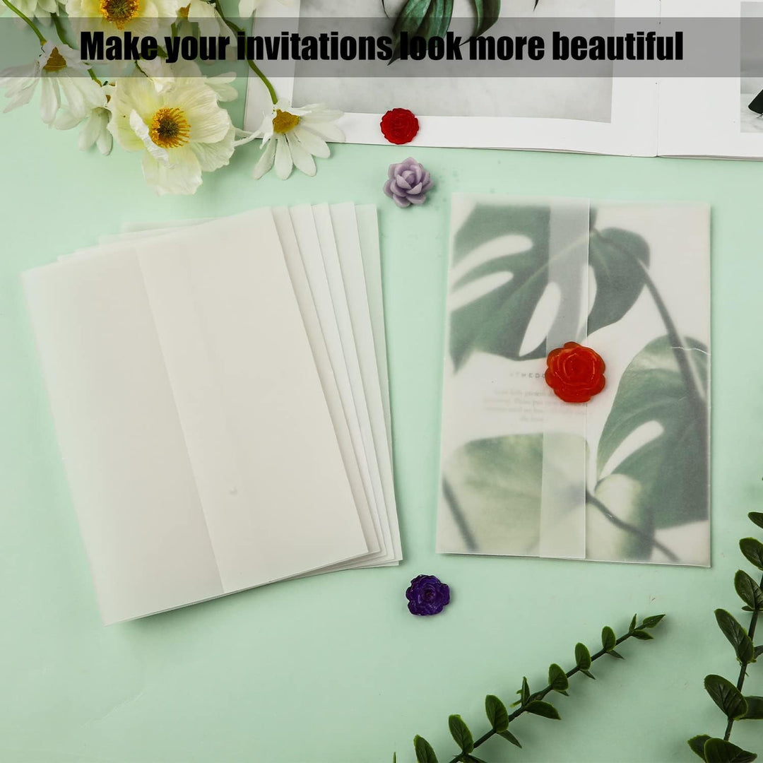 75 Stück Vorgefaltet Pergamenthüllen für Einladungen, 13x18cm Pergamentpapier für Hochzeitseinladung