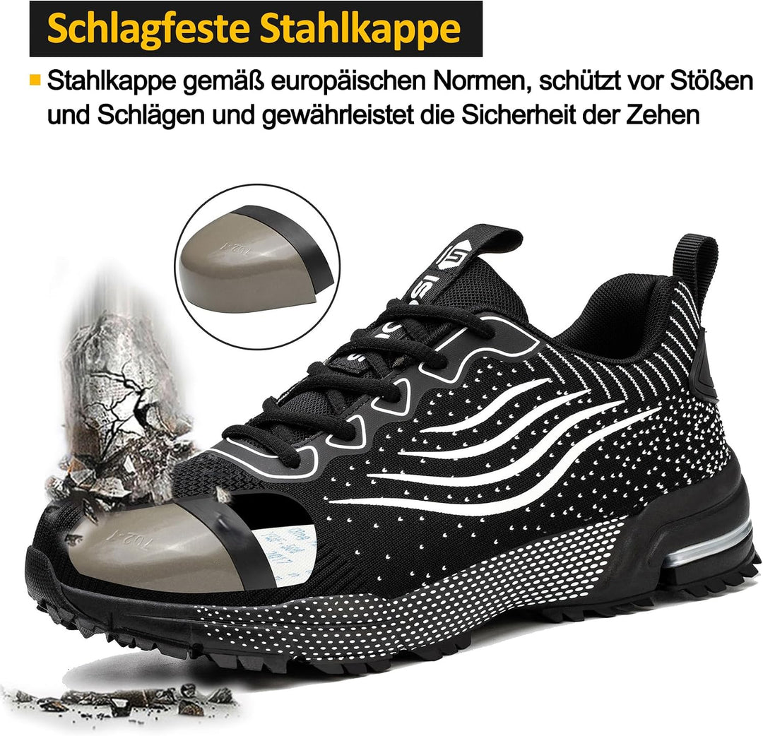 CYKYGGO Arbeitsschuhe Herren Sicherheitsschuhe Damen Leicht Sportlich Stahlkappe mit Dämpfung Stahlk