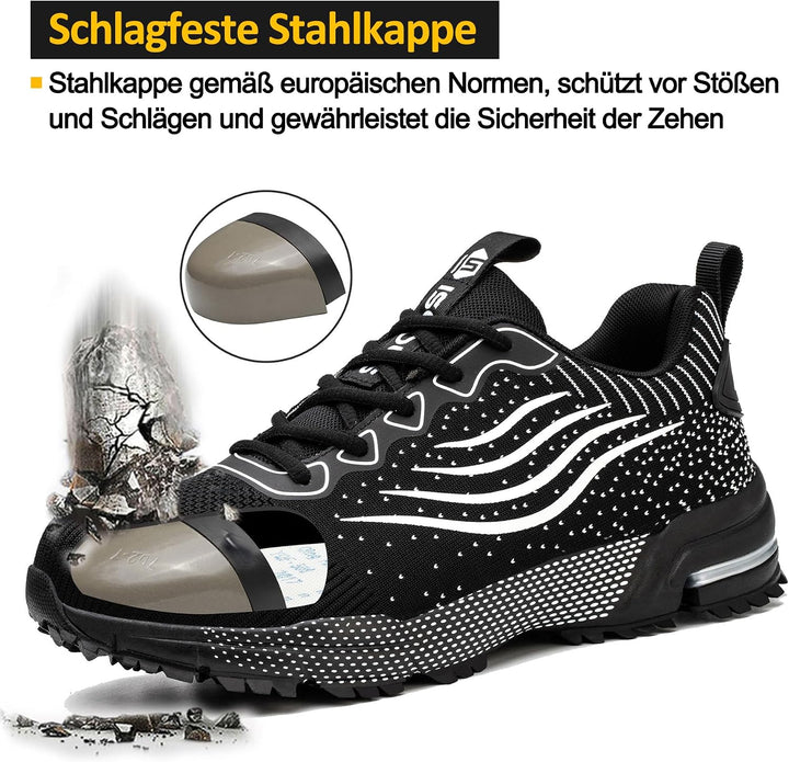 CYKYGGO Arbeitsschuhe Herren Sicherheitsschuhe Damen Leicht Sportlich Stahlkappe mit Dämpfung Stahlk
