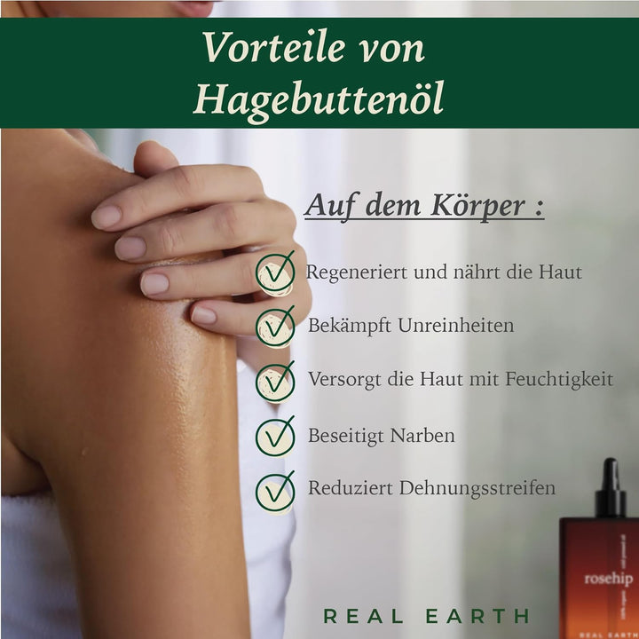 Hagebuttenöl 100% rein &amp; kaltgepresst; Heilendes, Anti-Dehnungsstreifen, Anti-Falten und regeneriere